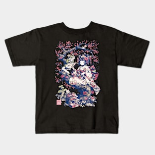 Japanese Girl With Dragon and Cats T-Shirt 10 Kids T-Shirt